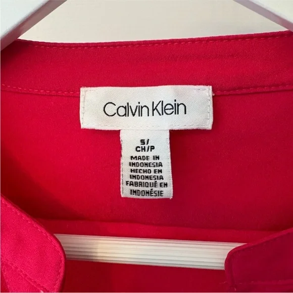 Calvin Klein Fuchsia Pink Gold Button Down Blouse Size Small - Picture 8 of 10